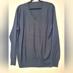 Mens V-Neck Cashmere & Silk Blend Sweater  XL